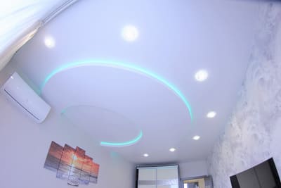 натяжные потолки 2 уровня фото